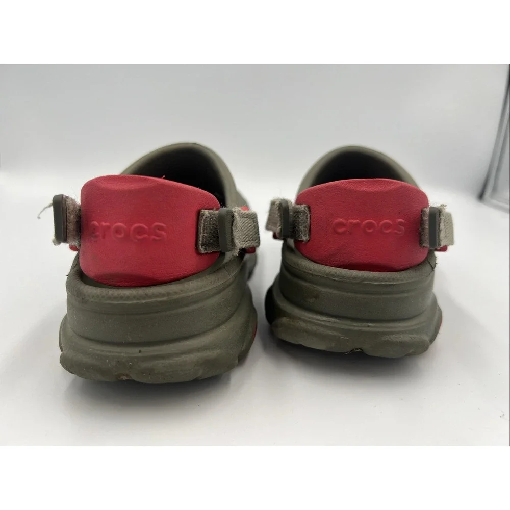 Crocs Kids Clogs Shoes Size C 10 Navy Greenish-Gray W/ Red Adjustable Back Strap